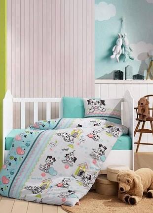 Постельное белье детское фланель 100% хлопок 100×150 см cottonbox dalmatians mint мятная