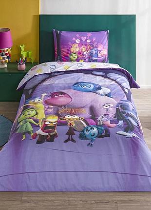 Постельное белье подростковое ранфорс 100% хлопок 160×220 см tac inside out 2 лиловая
