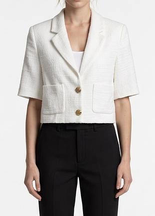 Жакет zara твідовий білий | xs