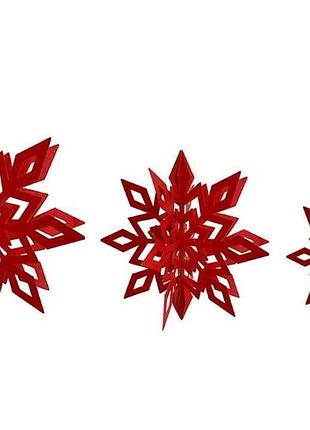Декор-підвіска новорічна 25см snowflake червоний r96067 тм stenson
