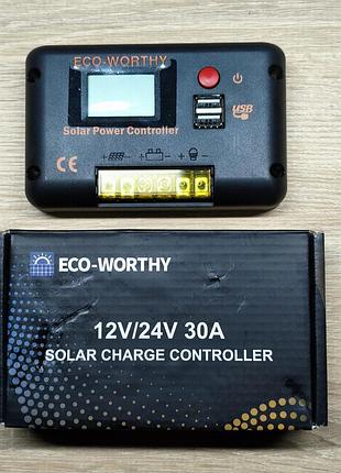 Контроллер заряда солнечной батареи 12v/24v 30a eco-worthy