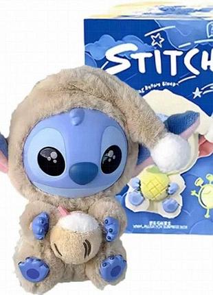 Мягкая игрушка-брелок stitch labubu 15 см, слепая коробка, серия «eat something before sleep»