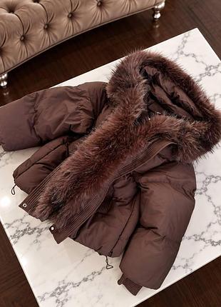 Женский зимний пуховик со съемным мехом и капюшоном l/xl