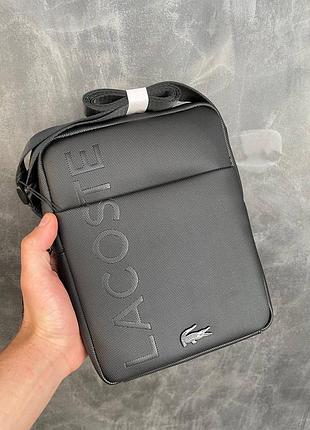 Сумка-месенджер чоловіча lacoste чорна з пвх