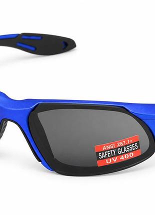 Окуляри захисні global vision code-8 metallic blue (gray), сірі лінзи в оправі кольору синій металік