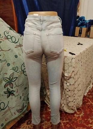 Голубые скинни 90%котон 3