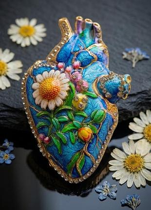 Брошь " катучее сердце" 6,2 см