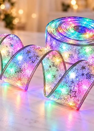 Новогодняя светодиодная гирлянда-лента, 5 м, 50 led, питание от батареек, разноцветный