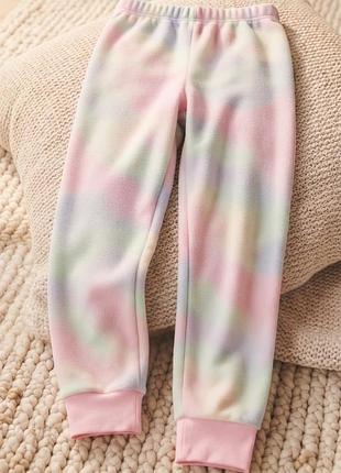Теплые детские пижамные брюки из флиса (принт tie-dye, 4-5 лет, 110 рост)