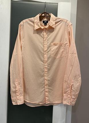 Персиковая, натуральная рубашка h&m
