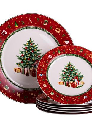 Набір новорічних тарілок із порцеляни christmas 7 (шт) ø26.5/19 см yiwu hp-sdhk-10