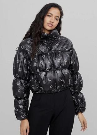 Bershka демисезонная теплая стеганная куртка пуховик стильный пуффер р.158 - 164 см