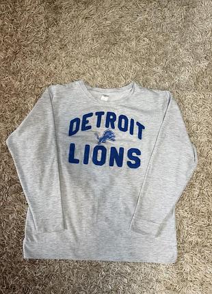 Сірий світшот з логотипом футбольної команди detroit lions (nfl)