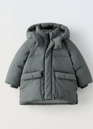 Пуховик на хлопчика zara сірий 110