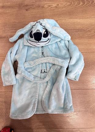 💙 дитячий плюшевий халат disney stitch | george | 9–12 місяців