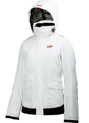 Жіноча яхтова куртка helly hansen women's pier jacket у білому кольорі з чорними елементами на нижньому краї та манжетах