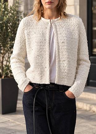 Кардиган zara з перлинами  шанель розмір xl