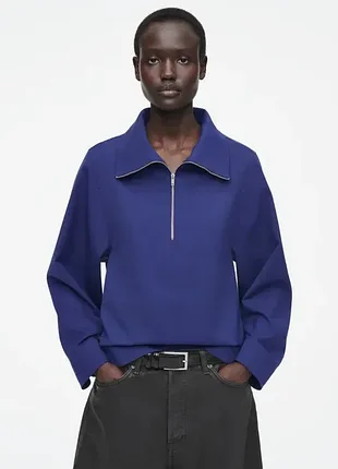Блуза женская cos wool-blend half-zip blouse / 34