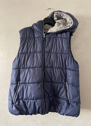 Up fashion синя дута жилетка з капюшоном