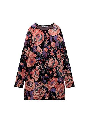Zara подовжений светр в розмірі s, ідеальний стан, квітковий принт, щільний