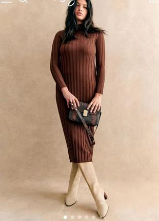 Роскошное теплое платье sézane robe katrina (caramel) из мериносовой шерсти, xs