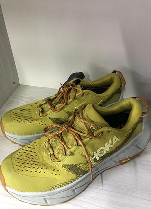 Оригінальні кросівки hoka skyline-float x у гірчично-зеленому забарвленні golden lichen / dark olive.. розмір: 44