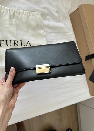 Клатч сумка шкіряна furla push lock flap crossbody bag оригінал