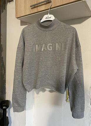 Світшот жіночий сірий з написом imagine, розмір s, фліс