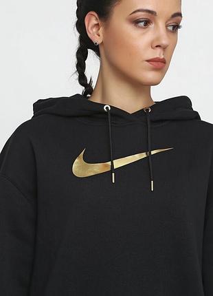 Оригінал жіноче спортивне худі nike w nsw hoodie bb os shine оригинал кофта з капюшоном  чорна повсякденна демісезон весна осінь m на флісі