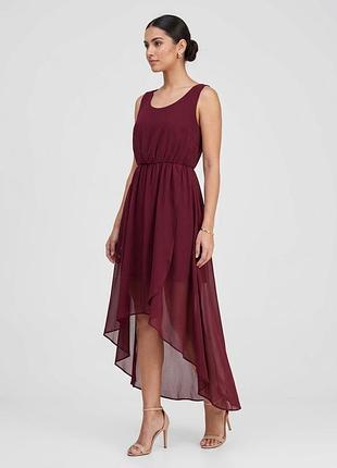 Бордовое вечернее шифоновое платье с асимметричным низом select (uk 16 / euro 44 / xl)