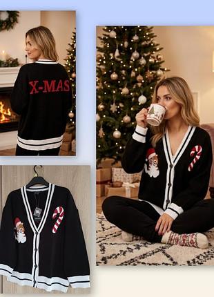 Уютный женский кардиган рождественского мотива