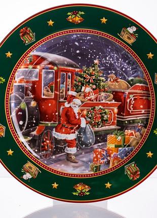 Набір новорічних тарілок з порцеляни santa 6 (шт) ø26.5 см hp-sdhk-6