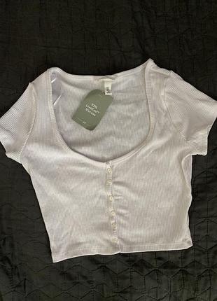 Топ жіночий h&m білий в рубчик