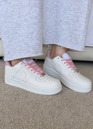 Кроссовки женские air force white pink, натуральная кожа