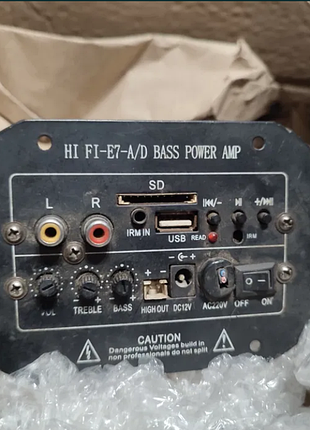 Універсальний аудіо-підсилювач hi fi-e7-a/d bass power amp (bluetooth, mp3, usb, 12v/220v)