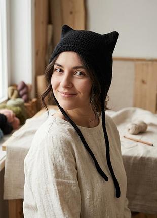 Котошапка чепчик з вушками ручна робота