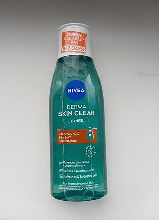 Тонік для обличчя nivea derma skin clear для проблемної шкіри