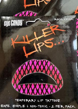 Тимчасові тату для губ eye candy killer lips, наклейки з яскравим принтом, 2 шт.