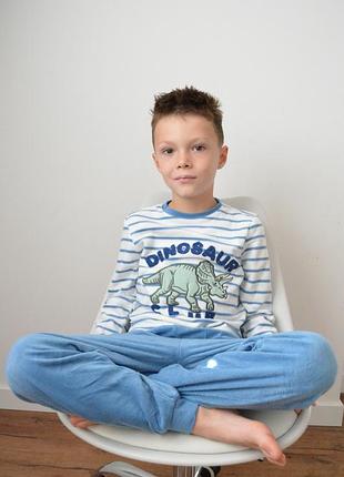 Піжама для хлопчиків primark флісова в смужку з динозавром 110-134 см