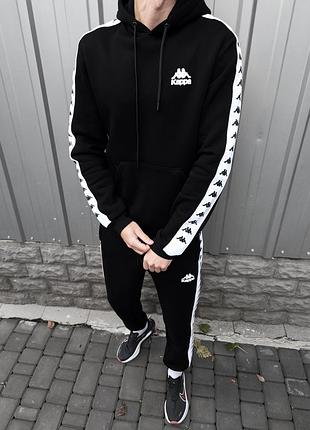 Зимний мужской спортивный костюм kappa черный🔥
