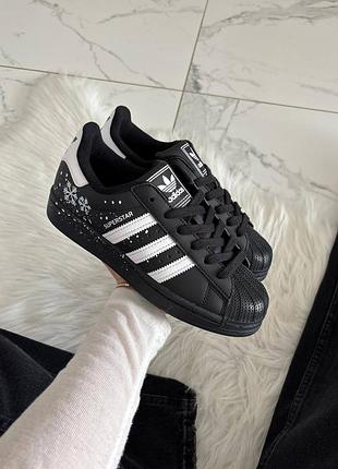 Кроссовки adidas superstar black snowflakes арт 1102