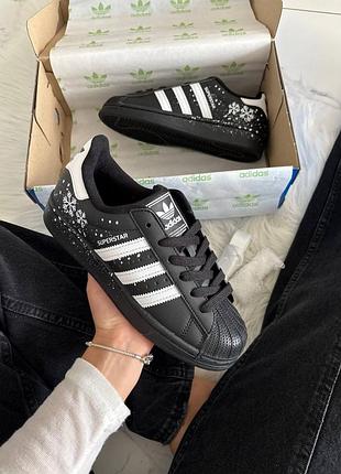 Кроссовки adidas superstar black snowflakes арт 1102