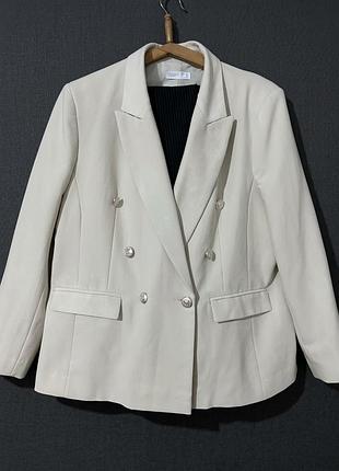 Молочний двубортний базовий піджак primark