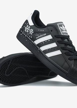 Кроссовки adidas superstar black snowflakes арт 1102