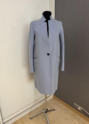 Пальто жіноче zara wool небесно-блакитне