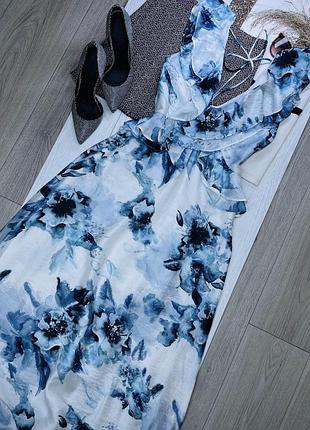 Нова довга сукня h&m s різнокольорова сукня з рюшами романтична сукня в квітковий принт з зав’язками