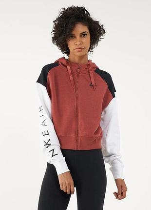 Оригінал спортивна жіноча кофта nike bordo red bv4771-661 на замку оригинал найк осінь демісезон повсякденна для прогулянок з капішоном l