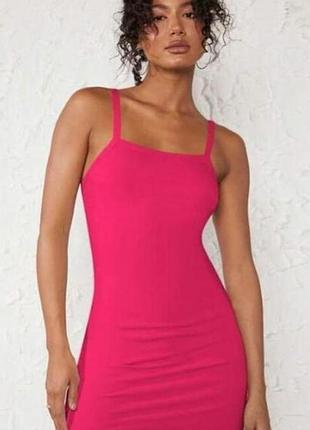 Shein. из Англии. в наличии. неоновое платье в рубчик.