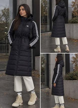 Чорне демісезонне пальто від adidas
