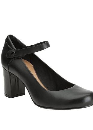 Туфли-лодочки clarks deva dolly с ремешками из черной гладкой кожи, размер 40